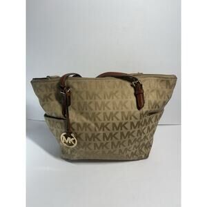 Michael Kors Jet Set Item 35S5GTTT8J EW TZ Tote MK Mono Camel